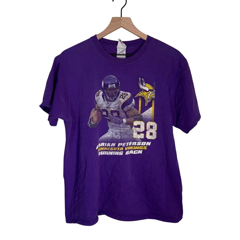NFL MINNESOTA VIKINGS 2007 Adrian Peterson graphic athletic fan tshirt L